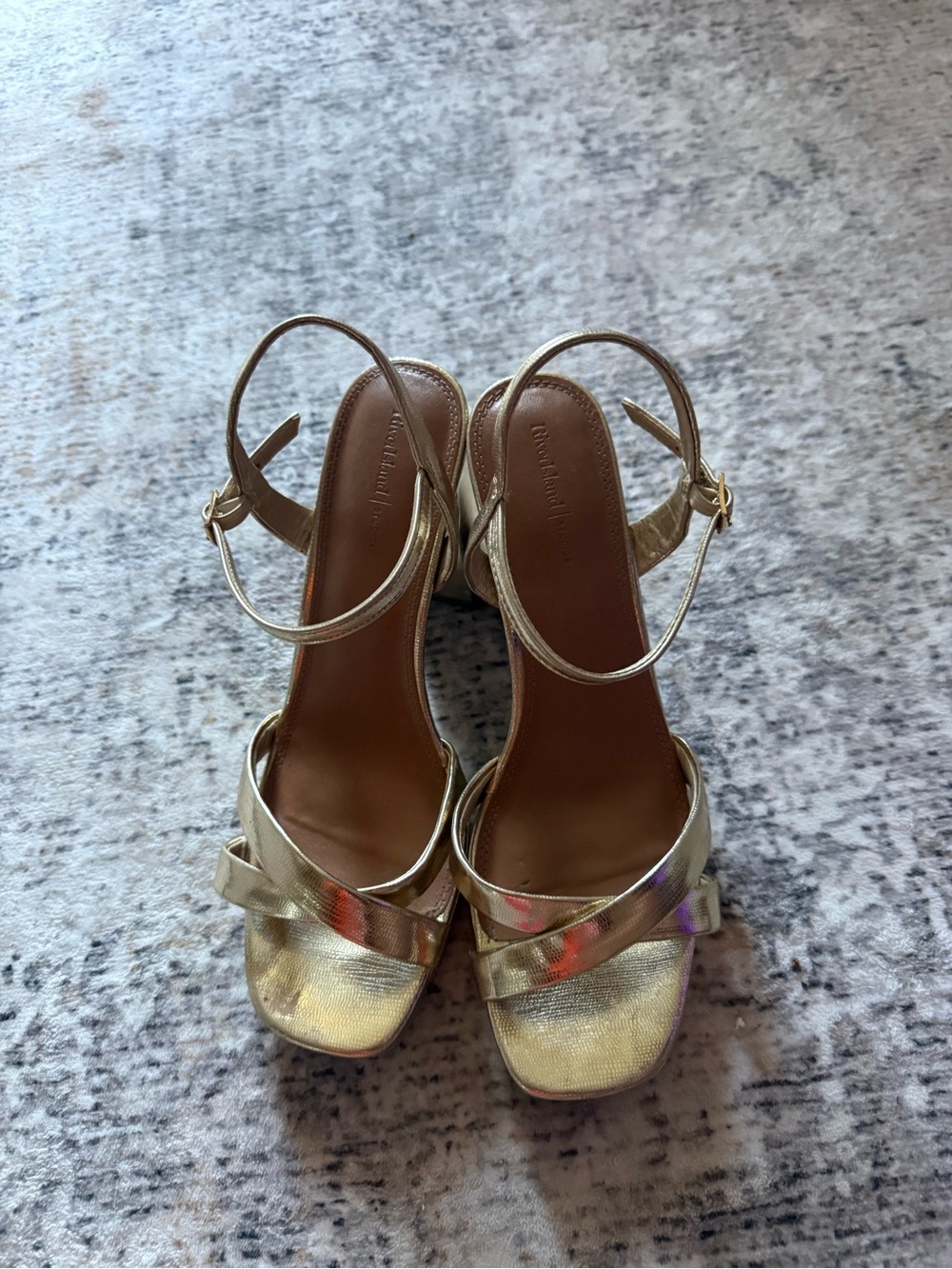 Gold Women’s Strappy Block Heel Sandals
